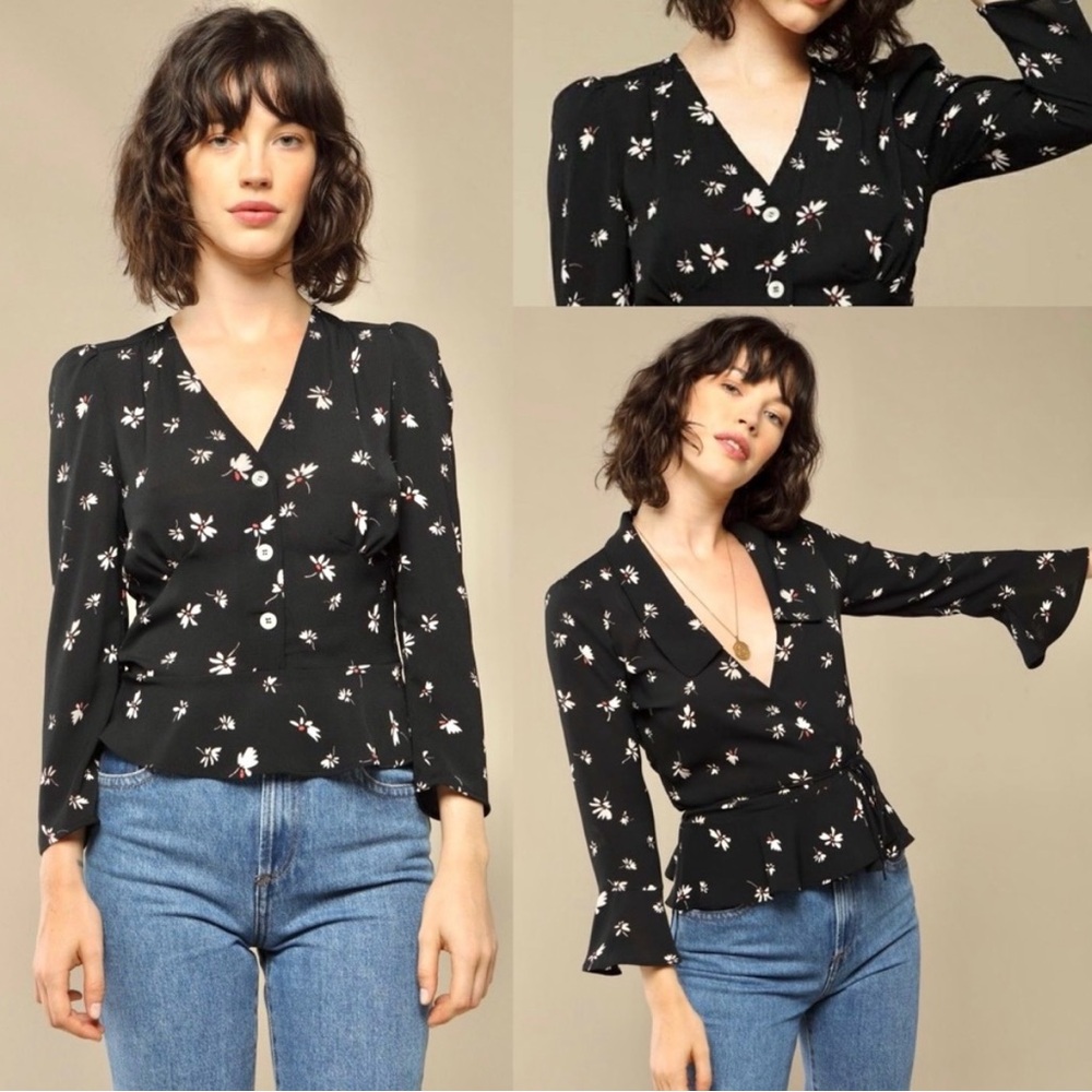 Rouje Mimi button up top V neck size 36 small